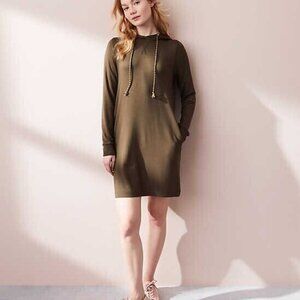 Lou & Grey Signature Soft Women's Olive Green Jersey Knit Hoodie Dress